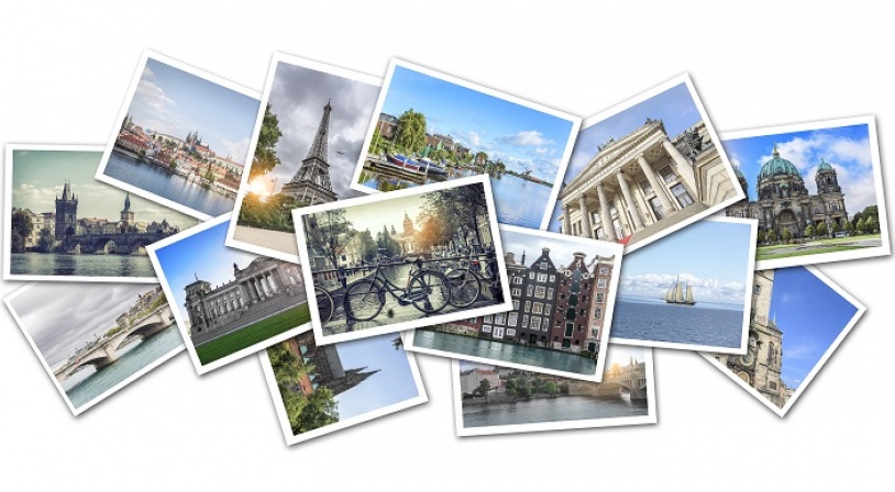 Collage photo grandes villes européennes Collage de photos souvenirs de voyages dans de grandes villes européennes