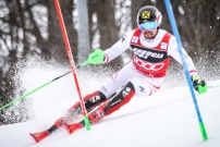 Marcel Hirscher pendant la coupe du monde de ski slalom en 2018